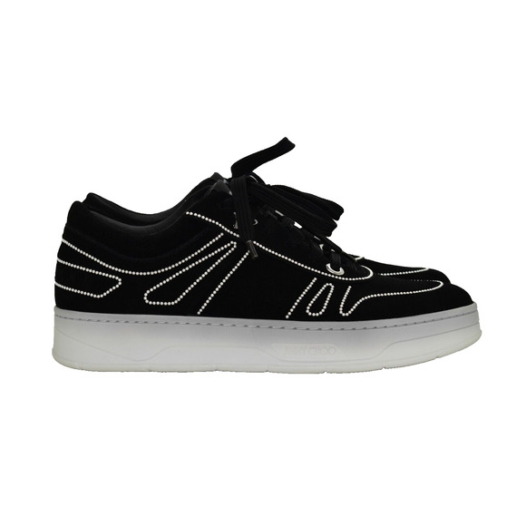 H0 NIB JIMMY CHOO Black Suede W/Pearl Outline Hawaii Sneaker Shoes Size 39 $650 - Picture 4 of 9